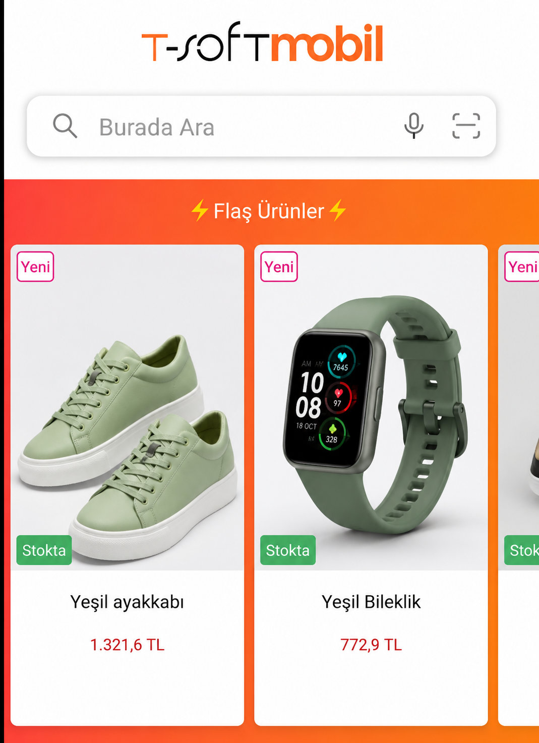 Flaş Ürünler Mobil Görünümü