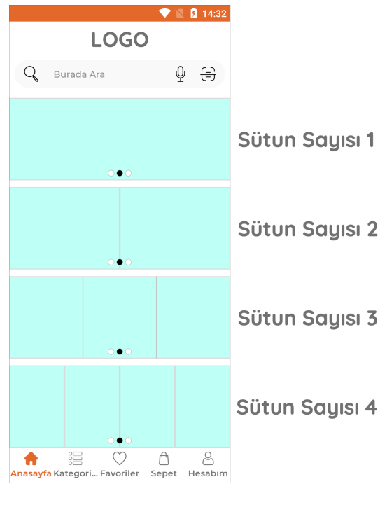 Yatay Vitrin Sütun Ayarları