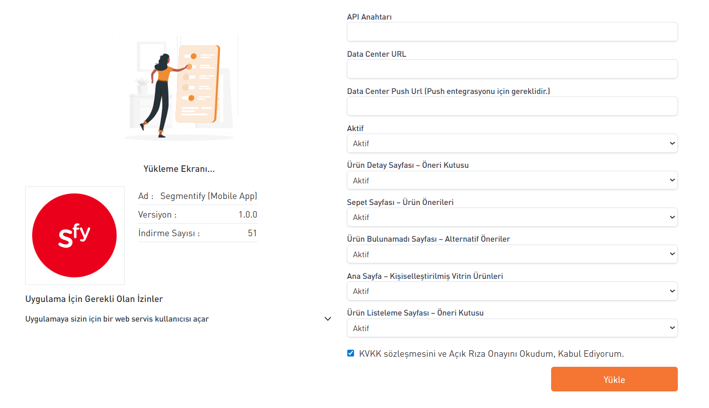 Segmentify Ayarlar ve API Ekranı
