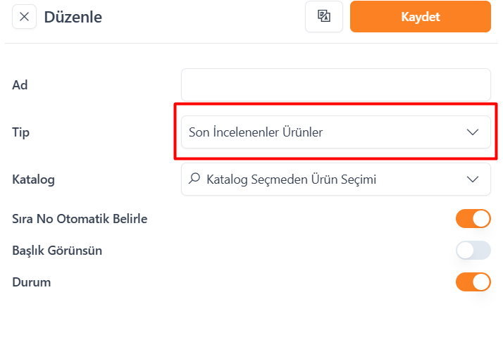 Son İncelenen Ürünler Görünüm